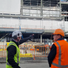 Health Minister Dr Shane Reti (right) at the site of the new Dunedin hospital build. PHOTO: RNZ 