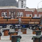 Piling material is loaded on to a truck on the new Dunedin hospital inpatient site earlier this...
