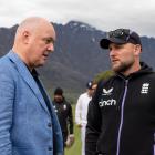 Prime Minister Christopher Luxon pictured with England cricket coach — and Arrowtown ratepayer —...