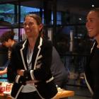 Olympic rowers Lucy Spoors (left) and Emma Twigg join in the festivities at the Whakatipu Rowing...