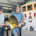 New Zealand Vintage Machinery Club president Wayne Dyer (right) and vice president Cedric Croft...