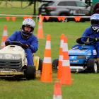 Souped-up ride-on lawn mowers have made their racing debut at The Christchurch Show this week....