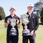 Eunseo Choi and Cooper Moore celebrate their victories in the New Zealand Amateur at Titirangi...