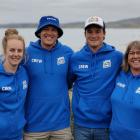 Surfing for Farmers Southland crew members enjoying the season launch in Riverton are (from left)...