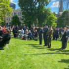 A section of the crowd of about 300 people who turned out in bright sunshine on Monday to honour...