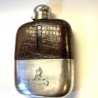 A historic, beautifully engraved crocodile skin and silver hip flask, belonging to Dunedin...