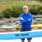 Hans Arnestedt with a rowing club quad named in his honour. PHOTO: SUPPLIED