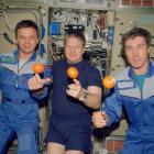 The Expedition One crew, the first to permanently inhabit the International Space Station, play...