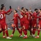 Cody Gakpo, Curtis Jones and Mohamed Salah all scored for Arne Slot's Liverpool. Photo: Getty...
