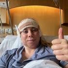 Renee Veal recovering at St George’s Hospital. She had a total jaw reconstruction and jaw joint...