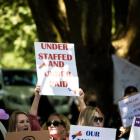 Nurses - seen here during an earlier strike - say patient safety is at risk. Photo: Marika Khabazi