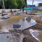 The Oamaru Public Gardens’ new water play area was left clogged and muddy after would-be...