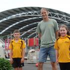 Ardgowan School students Prue Leckie, 9, and Franklin Hattingh, 10, and principal Ryan Fraser are...