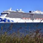 Royal Princess leaves Port Chalmers towards Taiaroa Head on Tuesday night. PHOTO: STEPHEN JAQUIERY