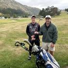Dunedin sportsmen Nick Parata (left) and Bob Martin take a break after half of the 72 holes they...