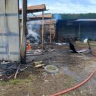 Hinds firefighters responded to the callout to a three-bay shed. PHOTO: DAVE KINGSBURY