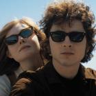 Elle Fanning, as Sylvie Russo, and Timothee Chalamet, as Bob Dylan, take a motorcycle ride to the...