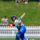 Olivia Gain hits out for the Sparks against the Wellington at the Basin Reserve in Wellington....
