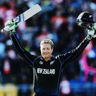 Martin Guptill scoring a double century during the ICC Cricket World Cup match between New...
