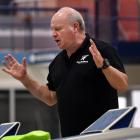 Dunedin swimming coach Lars Humer oversees his squad at Moana Pool. PHOTO: STEPHEN JAQUIERY