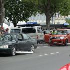 The aftermath of a two-car crash in Thames St this week. PHOTO: NIC DUFF
