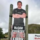 The Richie McCaw statue fundraising sign in Kurow. Photo: Facebook/Gemma McCaw via RNZ