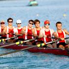 The Avon coxed eight, who won their race. From left, Luke Tompkins, Charles Beale, Benjamin...