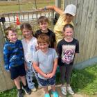 St Clair School pupils (back, from left) Ethan McLeod, 8, Miley Moore, 7, Henry Watson, 8, Rocco...