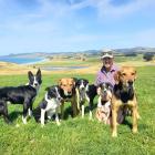Pip Flower and her team of dogs at home on Lighthouse Hills, near Moeraki. PHOTO: SALLY RAE
