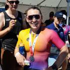 Challenge Wānaka Half 2025 women's champion Danielle Donaldson, of Wānaka, finished with a smile...