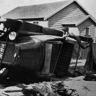 A car which overturned in Christchurch following a tyre blowout, causing the deaths of two West...