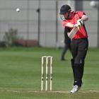 Waitaki Boys’ High School batter Archie Rooney plays the ball into the off-side while Kings’ HIgh...