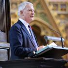 Phil Goff speaks at the Anzac Day commemorations in London last year. Photo: Getty Images