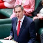Australia’s Treasurer Jim Chalmers delivers his budget speech at Parliament House in Canberra....