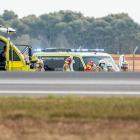 Emergency services attend to an incident following an accident by a member of the Sky Aces...