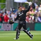 Mark Chapman of New Zealand walks of out for 132 runs during the 1st ODI International Cricket...