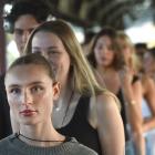 Dunedin model Brianna Pipiriki practises her walk at the Dunedin Railway Station yesterday ahead...
