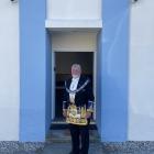 New Zealand Masons Grand Master, James L Watt, ready to go to a meeting at the Wanaka Masonic...