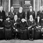 1848-1853 arrivals pose at Early Settlers' Hall, Dunedin on Otago Anniversary Day. Back row:...