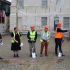 Breaking new ground at the Forrester Gallery extension site yesterday were, left to right, Te...