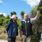 Waitaki Whitestone Geopark trustee Mike Gray (right) shows Global Geoparks Network Association...