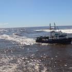 The Cook Canyon was bringing the Jay Elaine into the Port of Greymouth under tow on Wednesday...