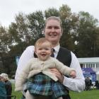 Hokonui Celtic Pipe Band piper Teri Hattrill and her daughter Kaia Wikaira, 8 months. PHOTO:...