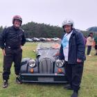 Morgan Sports Car club member David Schlock (left) prepares to take Invercargill man Mike Thomas...