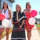 Melissa Vining celebrates the opening of the Southern Charity Hospital yesterday with her...