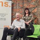 Testing out the new transit chairs are Pleasant Point Lions Club president Tom Lambie and MS...