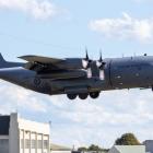 The C-130H Hercules landing at the Air Force Museum of New Zealand. Photo: Supplied