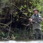 Mike Weddell practises casting on the Silver Stream ahead of the start of the fishing season...