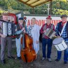Arrow Miners Band, comprising, from left, Colin Macnicol (accordion), Lyn Jefcoate (double bass),...
