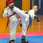 Cromwell Taekwon-Do champion Emerson Douglas, 10, winning the Gold Medal in sparring at the...